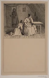 Una familia pobre. No. 25 en Chr. Winther y M. Rørbye, "25 Imágenes para niños pequeños"