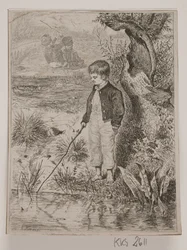 Un niño pescando