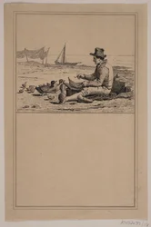 El pescador y el pato. Nº 17 en Chr. Winther y M. Rørbye, "25 Imágenes para niños pequeños"