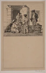 Pájaros en cautiverio. No. 9 en Chr. Winther y M. Rørbye, "25 Imágenes para niños pequeños"