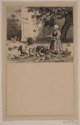 En el gallinero. Nº 11 en Chr. Winther y M. Rørbye, "25 Imágenes para niños pequeños"