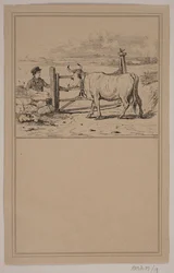 La vaca y el niño. No. 12 en Chr. Winther y M. Rørbye, "25 Imágenes para niños pequeños"