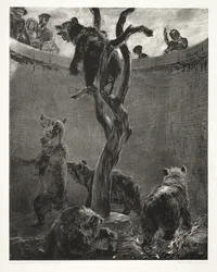 Ensayo sobre piedra con pincel y raspador: el foso de los osos, 1851
