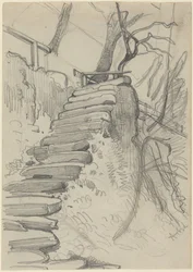 Escalera de piedra en un jardín