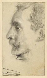 Perfil del rostro de un hombre con bigote