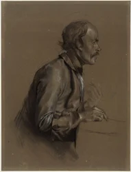 Medio cuerpo de un hombre, de perfil hacia la derecha, estudio para «La Mesa Redonda en Sanssouci», 1850