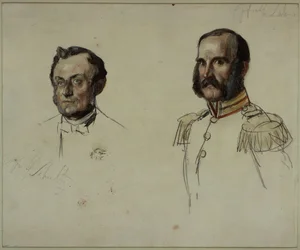 El consejero áulico E. Dohme, el consejero áulico Schulz. Estudio para el cuadro "Coronación de Guillermo I en Königsberg"