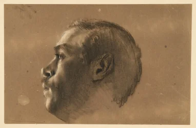 Cabeza masculina de perfil hacia la izquierda. Estudio de modelo para «Federico y los suyos en Hochkirch»