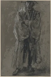 Oficial con abrigo y sombrero (estudio de postura de Moritz von Anhalt-Dessau)