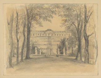 El palacio de Sanssouci con las terrazas y la fuente