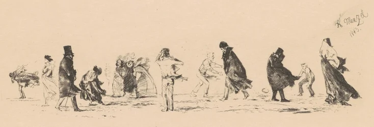 Sin título (Figuras en medio de un fuerte viento)