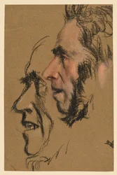 Dos estudios de un rostro masculino de perfil hacia la izquierda