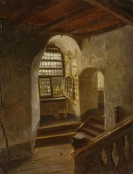 Escalera en un castillo junto al Rin