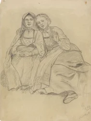 Dos niñas sentadas con traje bunad