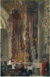 El altar mayor de la iglesia de Damenstift en Múnich