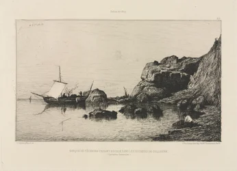 Barco pesquero haciendo escala en las rocas de Collioure