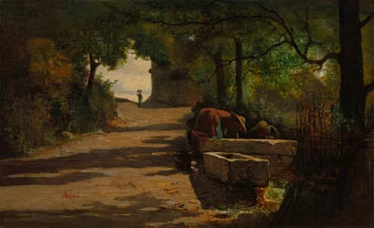 Pozo al lado de un camino, década de 1860