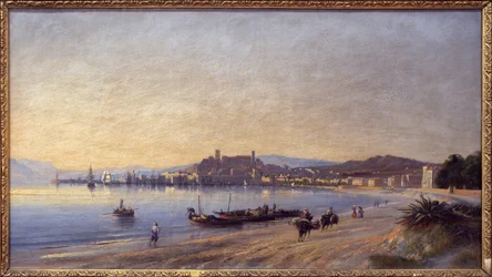 Panorama de Cannes desde la orilla. Pintura de Adolphe Fioupou (1824-1899), óleo sobre lienzo
