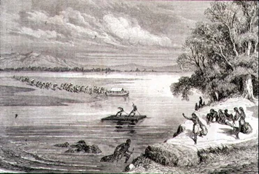 Cruzando el Río Colorado en la década de 1860