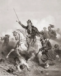 El rey Víctor Manuel II en la batalla de Palestro (impresión)
