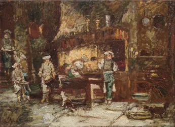 La cocina de la Rôtisserie des Deux Paons, c.1875-81 (óleo sobre tabla de madera)