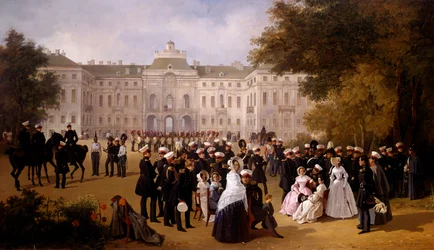 Un paseo diario cerca del castillo de Strelno en 1840