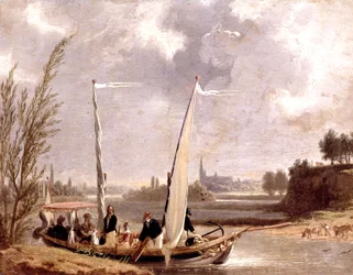 Louis-Philippe y su familia en un barco en Neuilly