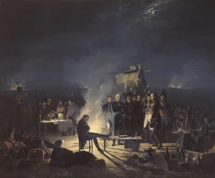 El vivac de Napoleón en el campo de batalla de Wagram en la noche del 5 al 6 de julio de 1809