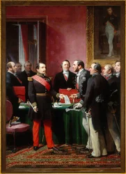 Napoleón III presenta al barón Haussmann el decreto de anexión de los municipios vecinos (16 de febrero