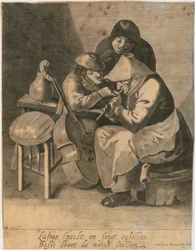 Flautista y dos campesinos