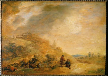Paisaje en las dunas (pintura sobre madera de roble)