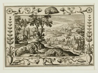 Judá y Tamar, de Paisajes con escenas del Antiguo y Nuevo Testamento y escenas de caza