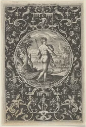 Juno en un marco decorativo con grotescos, del Juicio de Paris, ca. 1580-1600