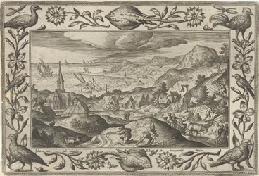 Caza de conejos Paisajes con escenas bíblicas, mitológicas y escenas de caza (título de la serie)