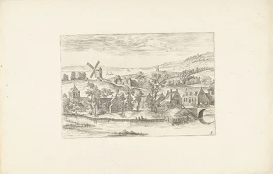 Paisaje con un río y un molino de viento Paisajes alrededor de Amberes (título de la serie)