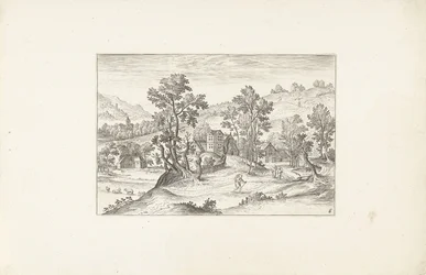 paisaje con excursionistas Paisajes alrededor de Amberes (título de la serie)