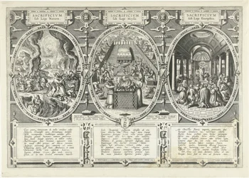 Ofertas onder de wet van de natuur, onder de wet van Mozes y onder de wet van het Evangelie Sacrificio bajo la Ley de la Naturaleza, Sacrificio bajo la Ley de Moisés, Sacrificio bajo la Ley del Evangelio (título sobre el objeto)