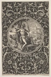 París en un marco decorativo con grotescos