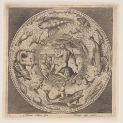 Poseidón, de un conjunto de diseños para platos (Fonds de Coupe)