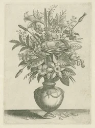 Jarrón con flores, incluidos los narcisos de trompeta Florilegio (título de la serie)