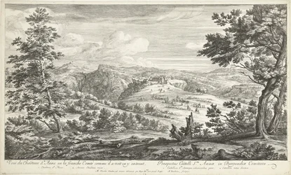Gezicht op het kasteel van Sainte Anne Vista del castillo Ste. Anne en el Comté libre como se ve a sí mismo entrando (título sobre objeto)