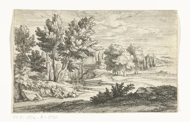 Paisaje con monumento funerario