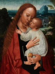 Detalle de la Virgen con Juan Bautista y San Jerónimo (óleo sobre tabla)