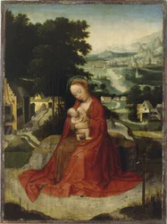 El descanso en la huida a Egipto, c.1520-30 (óleo sobre tabla)