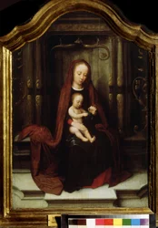 ""Madonna and Child"" (La Virgen y el Niño entronizados) Pintura de Adriaen Isenbrant (Adrien Ysenbrant, Ysenbrandt, Hysebrant) (1490-1551) Museo Pushkin de Moscú del siglo XVI