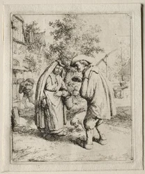 Campesino conversando con una mujer