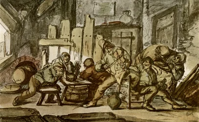El músico campesino en una taberna del pueblo