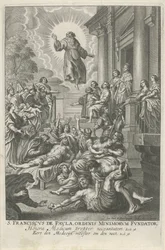 H. Franciscus van Paola geneest de zieken San Francisco de Paula, Fundador de la Orden de los Menores (título sobre el objeto)