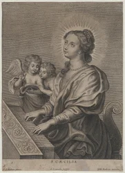 Santa Cecilia tocando el órgano con dos putti a la izquierda, ca. 1654-77