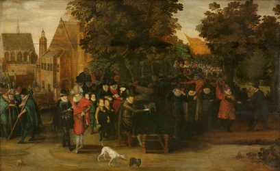 Espectáculo satírico sobre la política holandesa hacia 1620, c.1619-1620 (óleo sobre tabla)